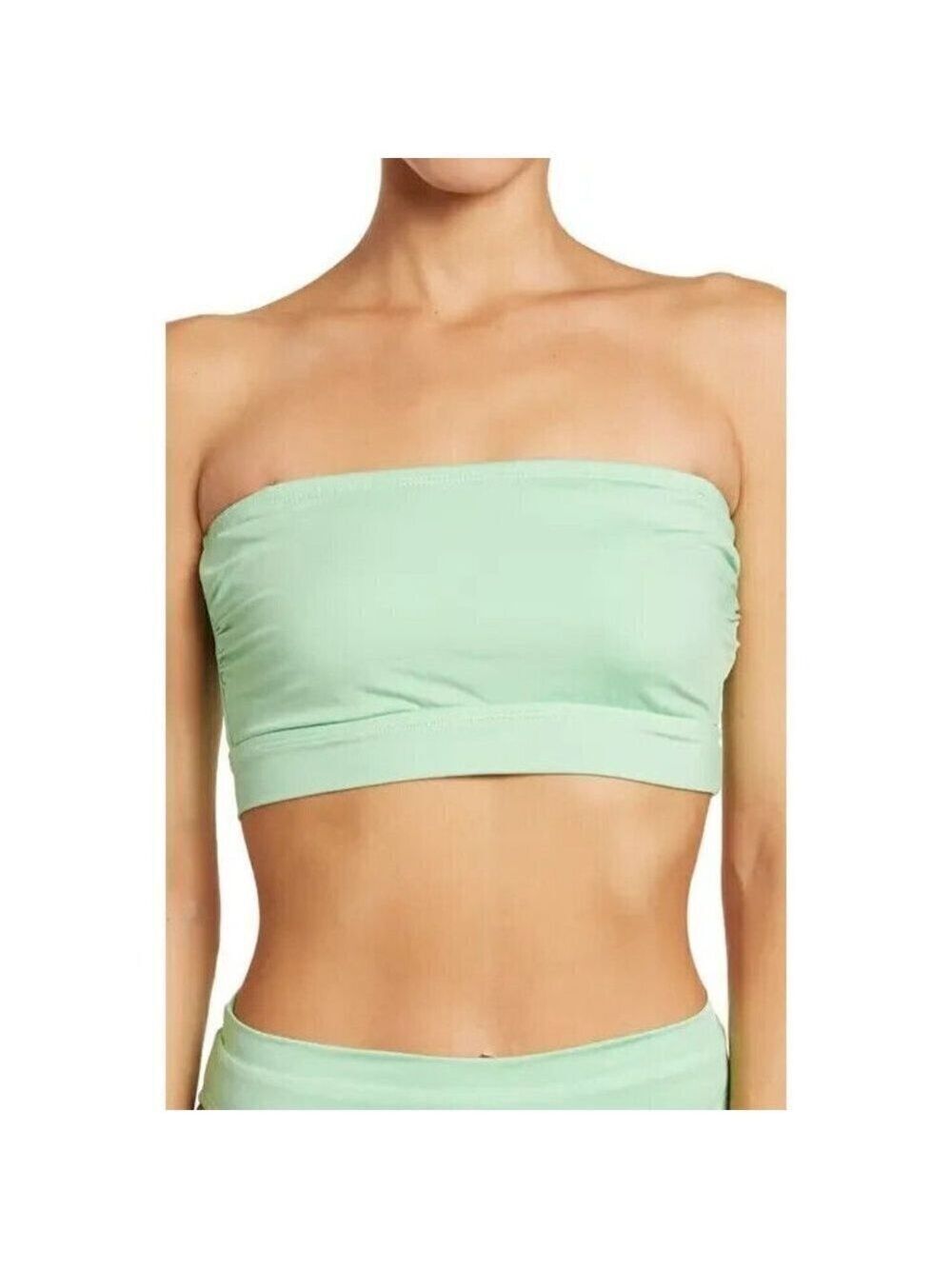 BECCA Bandeau Halter Bikini Top Womens BNWOT Green Removable Strap